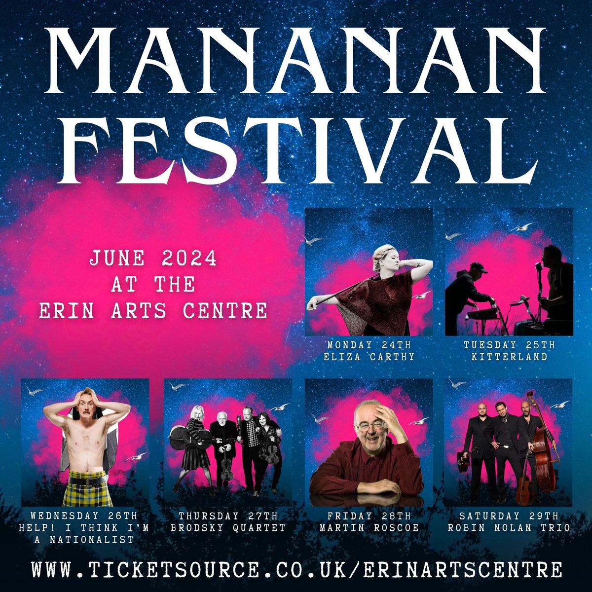 Tickets for our Mananan Festival in June this year go on sale very soon! Friends of the EAC can book tickets NOW and tickets will go on sale to the public at 9am on Monday 1st April. #erinartscentre #porterin #isleofman #manananfestival #manx #festival