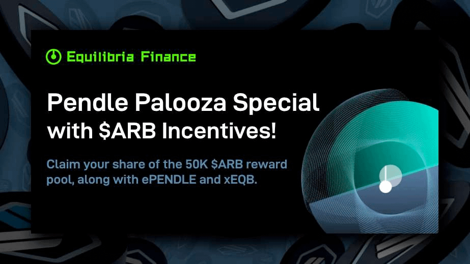 Equilibriafi's tweet photo. 🎉 Exciting news! We are thrilled  to announce that Equilibria will be hosting a PENDLE Palooza Special Campaign on March 21st at 8am UTC!

By converting your PENDLE to ePENDLE, you can participate in sharing 50K $ARB rewards along with xEQB rewards!

Important Hint 👀
Each PENDLE acquired will facilitate the buyback of ePENDLE from the secondary market, helping to improve the PEG ratio!

First come, first served! So make sure you prepare the PENDLE in advance for the awesome rewards! 🔥