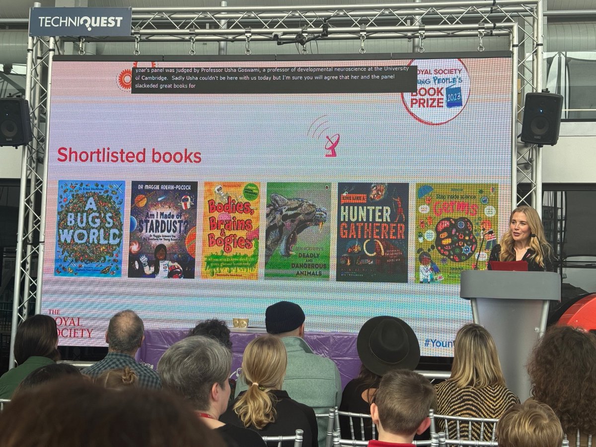 Thank you to <a href="/maddiemoate/">Maddie Moate</a> &amp; <a href="/royalsociety/">The Royal Society</a> for taking great care of our author &amp; illustrator Naomi Walmsley &amp; Mia Underwood at The Royal Society #youngpeoplesbookprize 2023! 

#LiveLikeaHunterGatherer was shortlisted we are so proud of this book! #childrensnonfiction #STEMbook