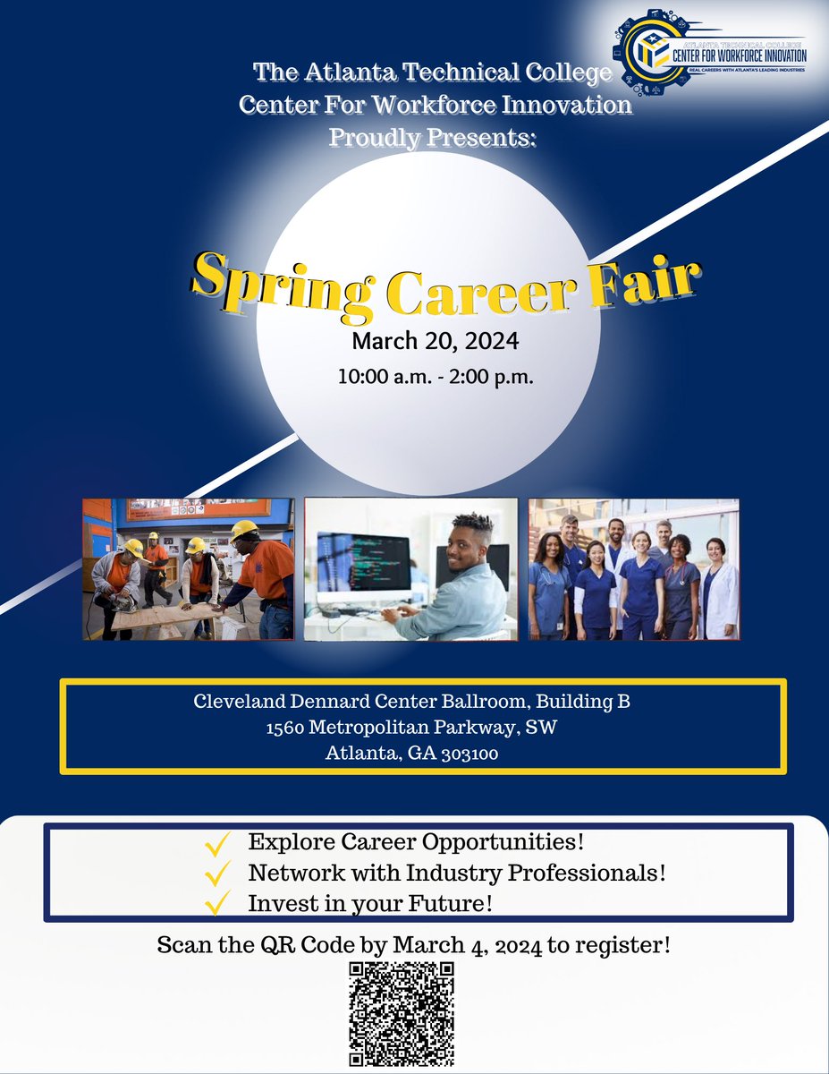 Ready to spring into a new career at Atlanta Technical College's Career Fair today at 10am! Don't miss out on this great opportunity to connect with employers and explore your future path. #ATCCareerFair #SpringIntoSuccess