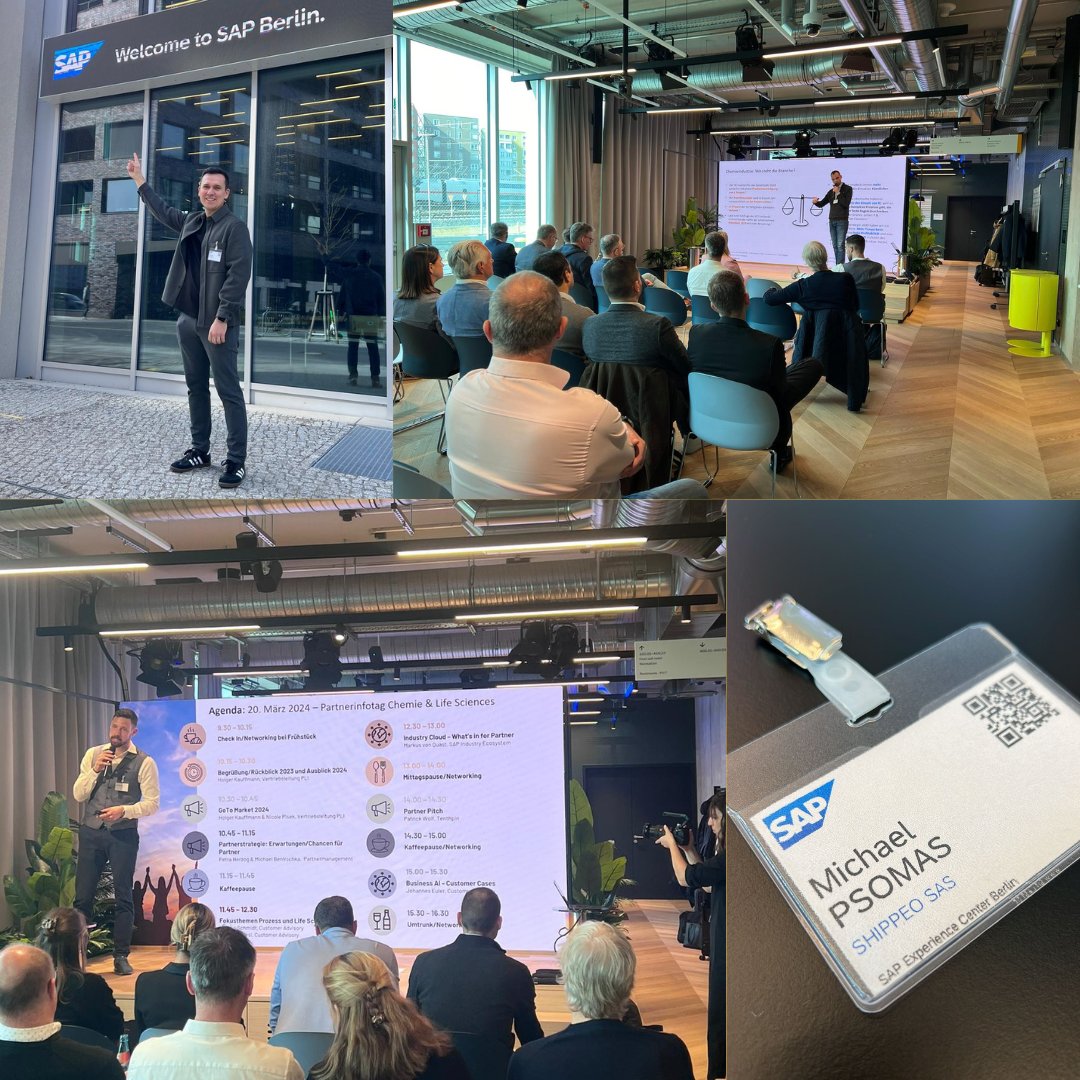 Today, fellow #Shippian, and Account Excecutive Michael Psomas, is on-site in #Berlin at @SAP's Partnerinfotag #LifeSciences Industries. Looking forward to insightful conversations with like-minded experts and understanding what's cooking in the industry. #SupplyChainVisibility