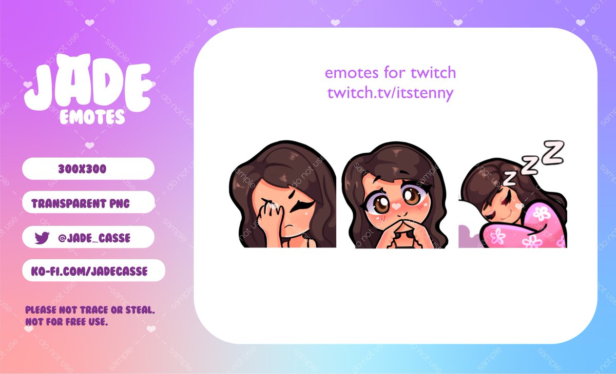 Jade_casse's tweet photo. Emotes for Twitch. Commissions open, check my ko-fi
#emotes #twitch #streamer #streaming #artwork #artist https://t.co/4MxVUR7LlF