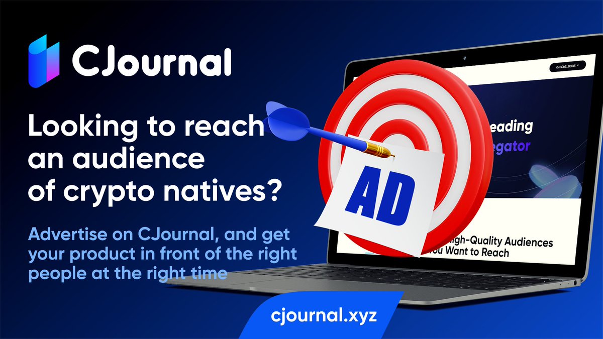 Looking to reach an audience of crypto natives🎯 Advertise on #Cjournal, and get your product in front of the right people at the right time😎 Get in touch to find out how we can help your business reach its objectives💬 $CJL $UCJL