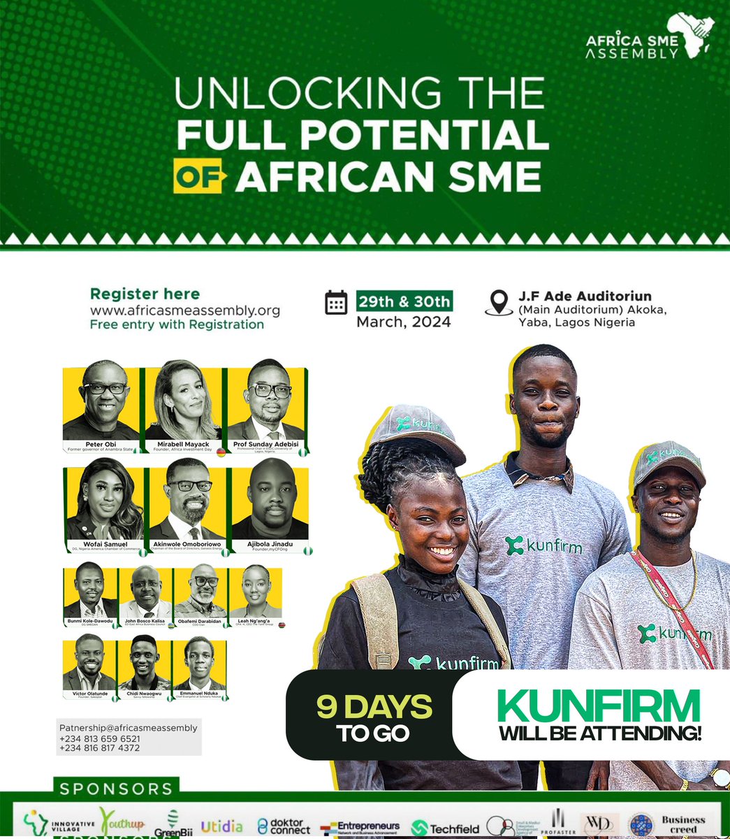 Looking for fresh ideas to grow your SME? Our team will be at “Unlocking The Full Potential Of African SME” event in Akoka, Yaba. Don't miss out on valuable insights & networking opportunities! 9 days to go! Are you attending? #Entrepreneurship #LagosBusiness #SMEs