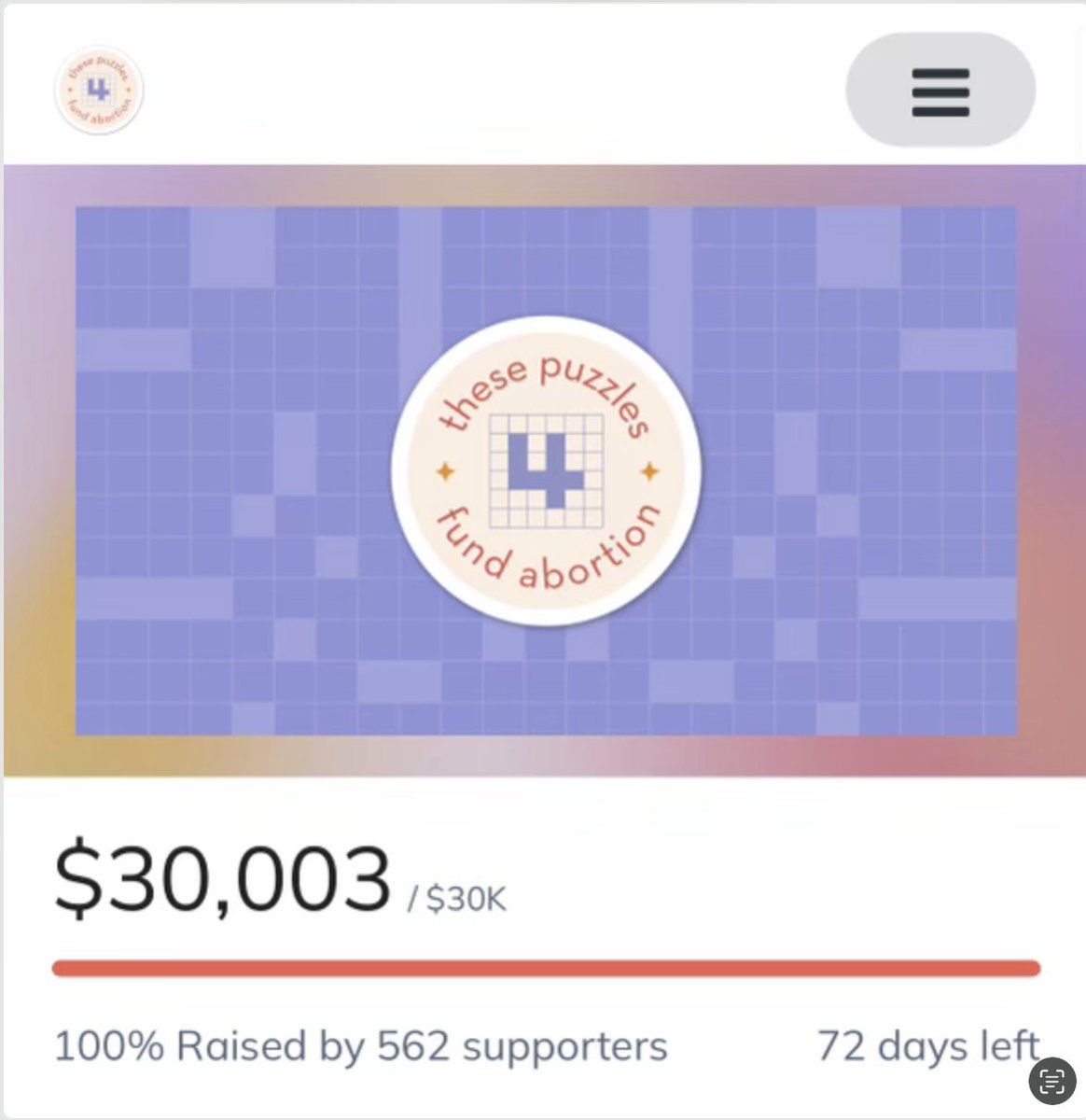 !!!!!!!!! Goal updated to $40,000 (which would mean $8,000 each to @BaltimoreFund, @ChiAbortionFund, @IWRising, @tbafund, and @FondoMARIAmx_!!!) Thank you to everyone who contributed and helped spread the word about These Puzzles Fund Abortion! fund.nnaf.org/tpfa4
