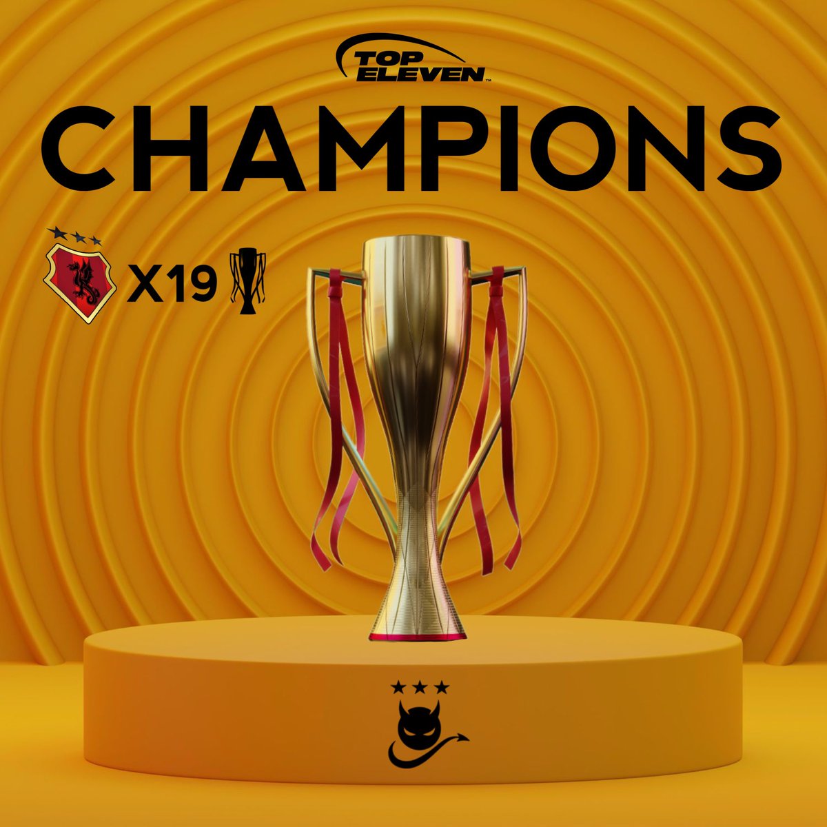 FCCherta's tweet photo. WE ARE CHAMPIONS! FC CHERTA MOSCOW X19 WINS TOP ELEVEN LEAGUE 💥 #topeleven https://t.co/cbm0LUogWC