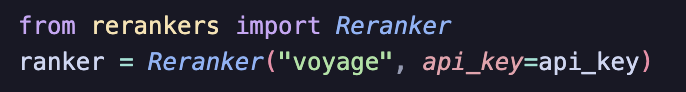 There's a new exciting reranking API from <a href="/Voyage_AI_/">Voyage_AI_</a>! 

It's already supported in `rerankers` v0.1.2, try it out in your pipelines!

`pip install --upgrade rerankers`