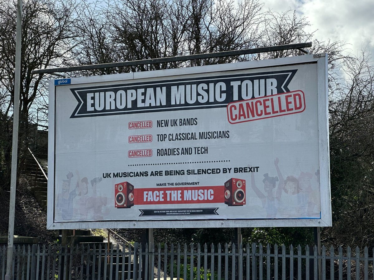 European Movement UK launches giant billboard campaign to raise awareness of musicians’ struggles post-Brexit buff.ly/43osg4y @birminghammn #Brexit #music #musicians