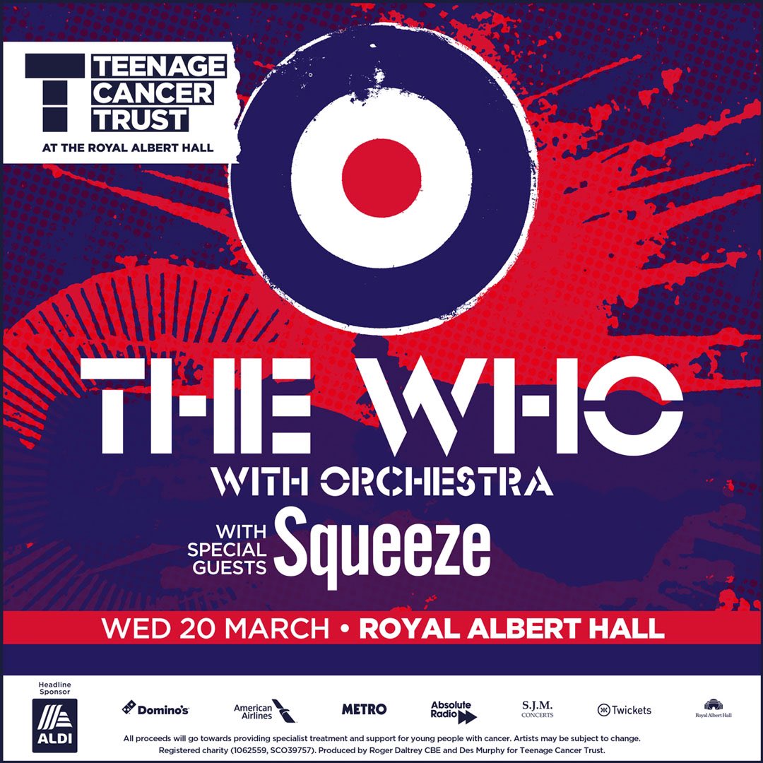 Our second night at the @TeenageCancer Trust shows at the @RoyalAlbertHall Hall with our special guests Squeeze. Have a great time and please give generously to @TeenageCancer Trust and in return we’ll give you a night of great rock ‘n’ roll. Be lucky, Wholigans!