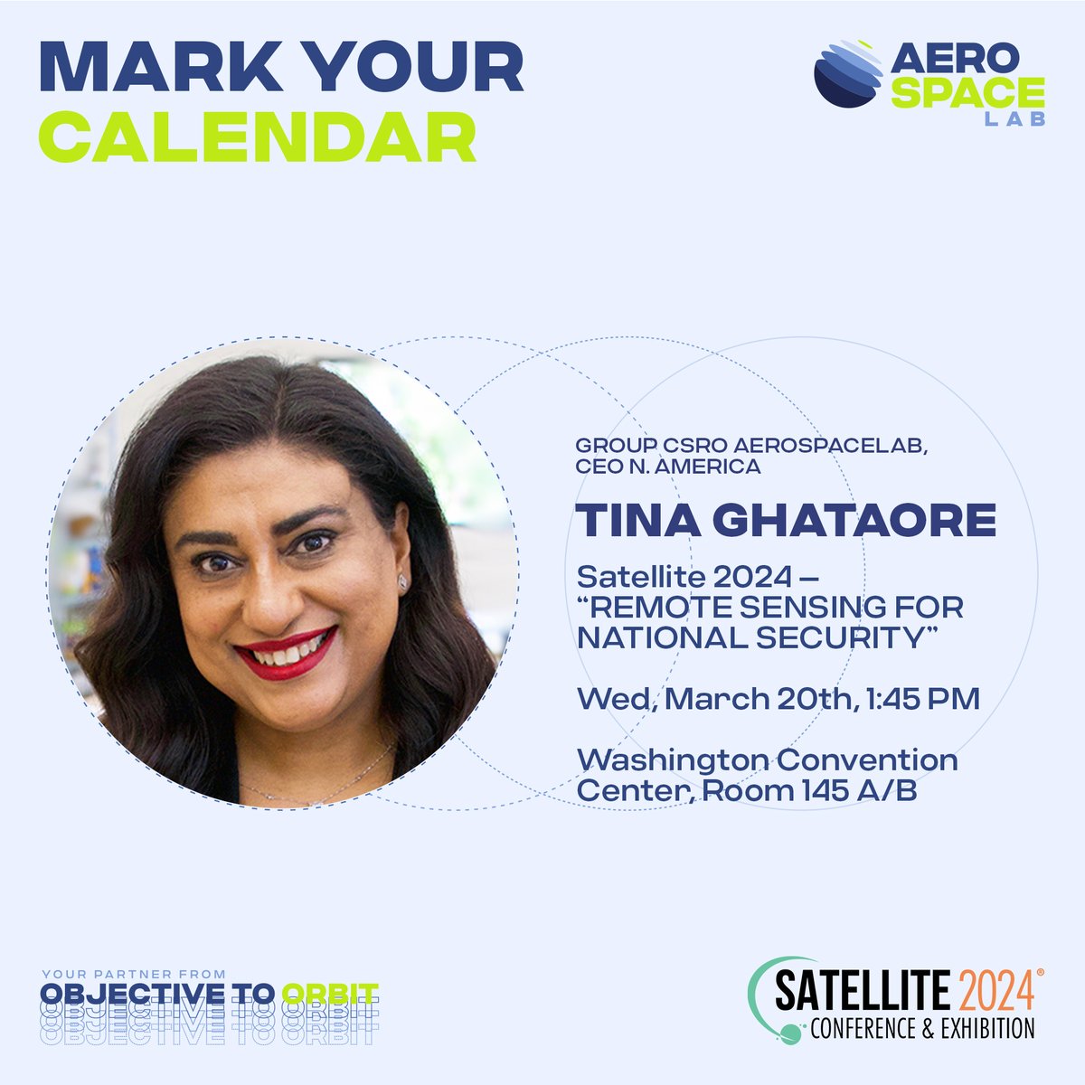 At @aerospacelab_, our expertise is all about satellites and their diverse applications. If you are attending the @SATELLITEDC, don’t miss @Tina_Ghataore's session on “Remote Sensing for National Security” at 1:45 PM today, on March 20. ➡️More info: satshow.com/program/?datef……