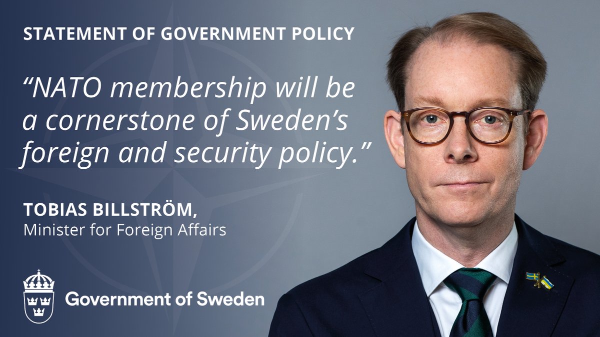 “NATO membership will be a cornerstone of Sweden’s foreign and security policy. Sweden will be a credible, reliable and loyal Ally', says @TobiasBillstrom Read more about the priorities in the supplementary Statement of Foreign Policy⬇️ government.se/speeches/2024/…