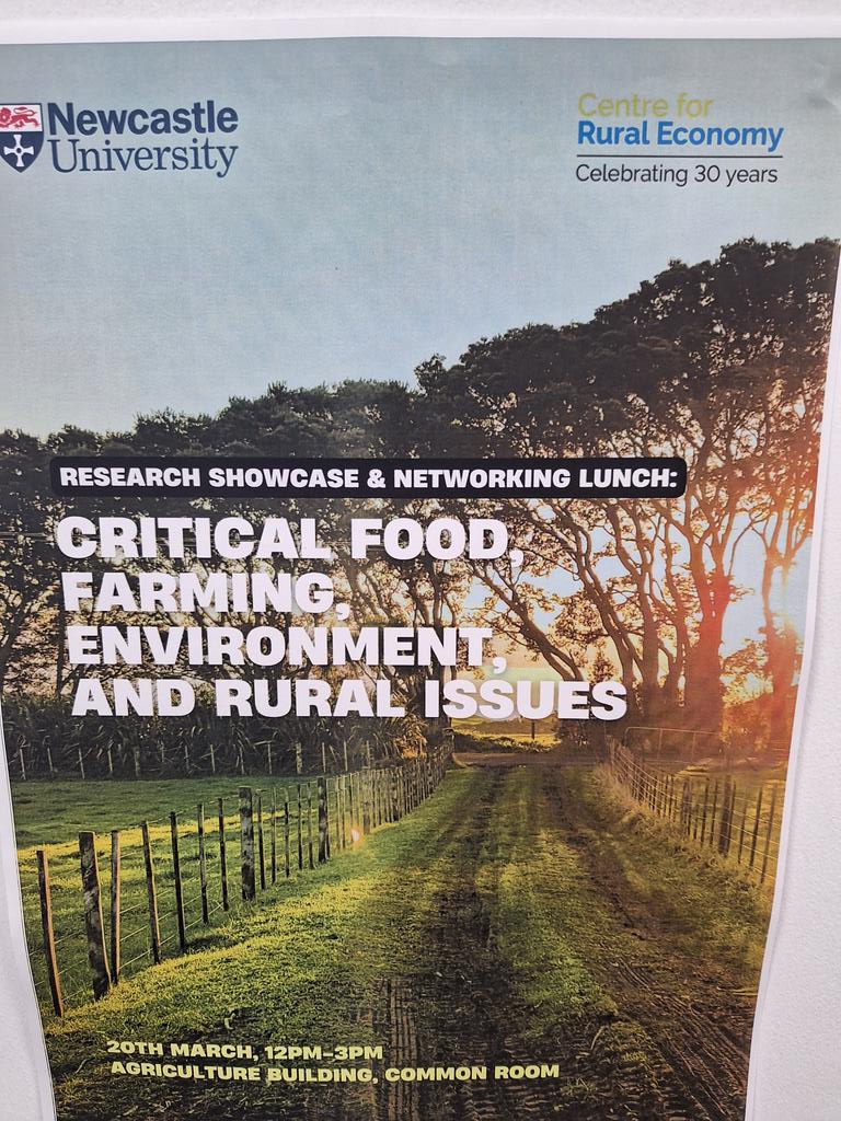 Delighted at the high level of interest in our showcasing event highlighting our research on farming, Food, environment and Rural @cretweeting @MBythell @Sage_NCL @SciencesNCL @PolicyNCL