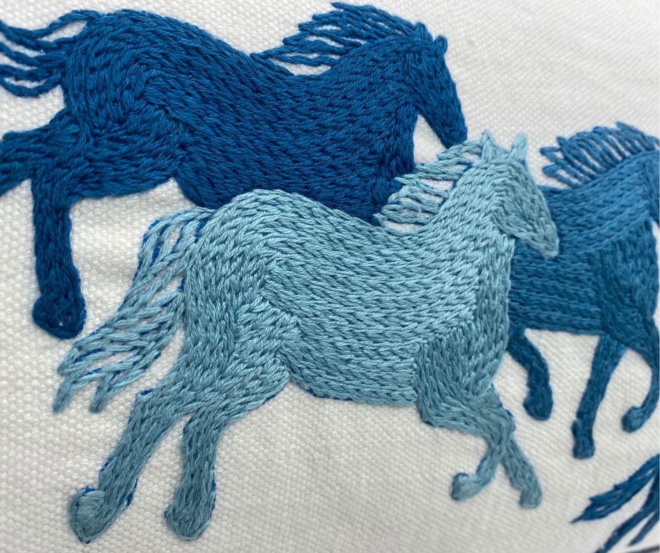 We're celebrating #WorldRewildingDay with a new addition to our @KneppWilding collection, a show-stopping wild Ponies Cushion. Imagined by Knepp's Lia Brazier 📷Alexandrina Fleming/Anam Cara Film Studios #KneppWildingShop #Knepp #KneppWildingKitchen #FineCellWork #Rewilding