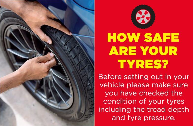 nationaltyres's tweet photo. HOW SAFE ARE YOUR TYRES?

Before setting out in your vehicle over the Easter holidays please make sure to check the condition of your tyres.

#StaySafe #TyreSafe #TyreSafety #CheckTyres #Easter #Holidays https://t.co/Lc5wqpOJNE