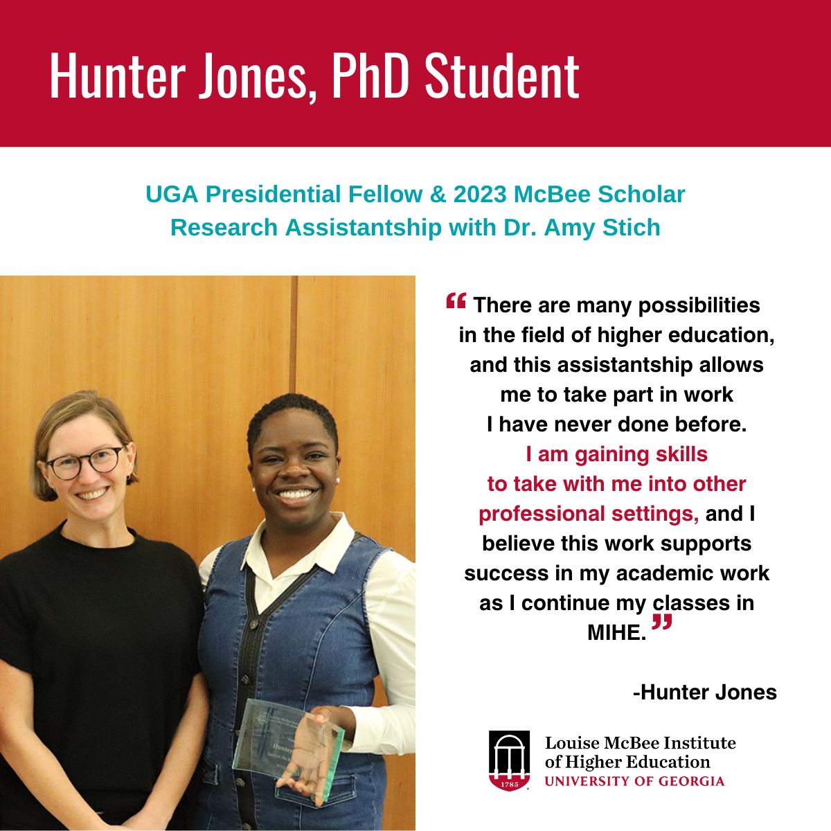 Hunter Jones works with @amy_stich on research projects that draw on and reinforce coursework. These practical experiences & skills position Hunter for success, not only in PhD program, but beyond. Thanks @UGAGradSchool School for supporting Hunter as a Presidential Fellow!