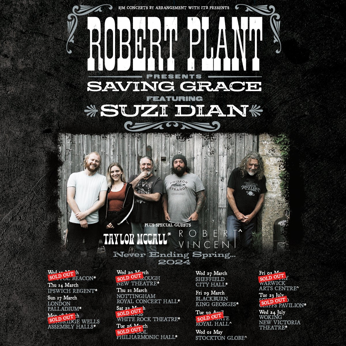 Rock legend @RobertPlant with band Saving Grace ft Suzi Dian and special guest Taylor McCall will play #Nottingham Royal Concert Hall tomorrow Thu, March 21, 7.30pm Limited tickets at tinyurl.com/ybj3djfz and gigsandtours.com/event/robert-p… @RoyalNottingham @SJMConcerts #ad