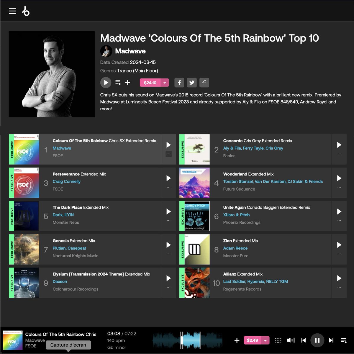 Featured on the @beatport Trance (Main Floor) landing page, my current 'Colours Of The 5th Rainbow' Top 10 #trancemusic favourite tracks beatport.com/chart/madwave-…