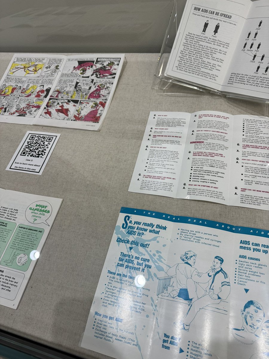 Wonderful to see works of #graphicmedicine among the materials presented about public health and visual engagement materials surrounding HIV/AIDS on exhibit here at Hopkins @WelchLibrary , organized by @JasonChernesky Terri Hatfield and Michael Seminara