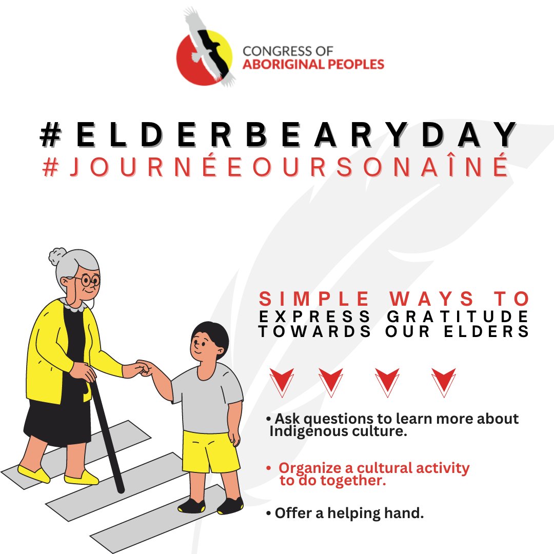 Let's celebrate #ElderBearyDay by honouring the remarkable wisdom and strength of our Elders! Take a moment today to express gratitude in ways that truly show how much you care. LEARN MORE⬇️ fncaringsociety.com/elderbeary-day @CaringSociety #JournéeOursonAîn #CelebrateElders