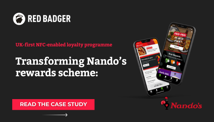 RedBadgerTeam's tweet image. Our pioneering cross-functional team helped Nando’s to reimagine its #loyaltyprogramme. The team designed and built an end-to-end digital loyalty experience validated for customer wants and needs & business viability.
bit.ly/3TowVin
#CustomerLoyalty
