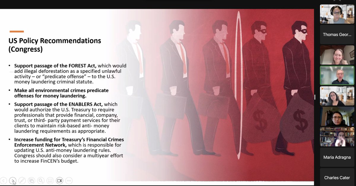 Wonderful discussion at today's @BaselInstitute's Follow the Money working group. FACT's @Ianpgary and @JYansura make the case for concrete 🇺🇸 reforms to curb💰 laundering from 🌎 enviro crimes ⛏️🎣🪵. Read FACT's full report with recommendations here: thefactcoalition.org/report/dirty-m…