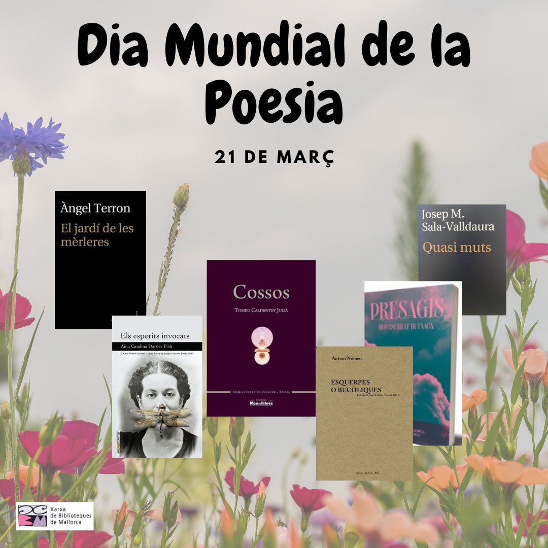 Feliç Dia Mundial de la Poesia, 21 de març #diadelapoesia La Xarxa de Biblioteques de Mallorca és plena de Poesia. Aquí tens un recull d'obres premiades a Mallorca 👉🏽pinterest.es/bibliomallorca…