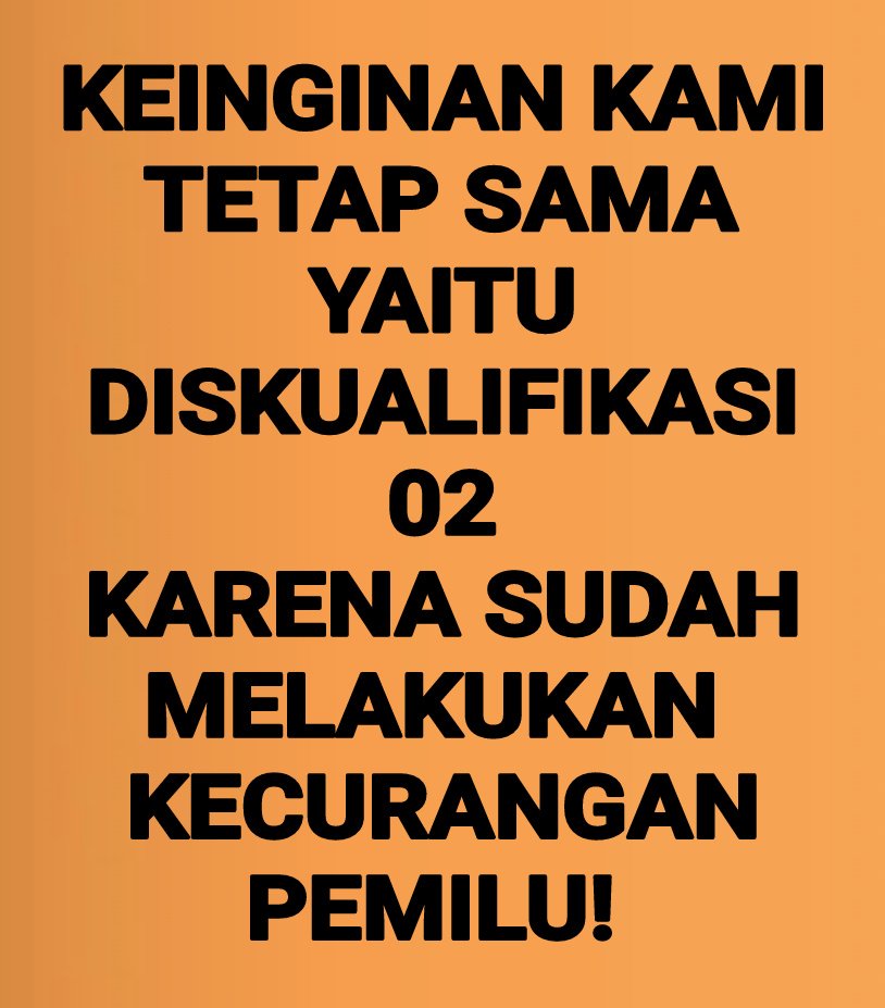 Apakah kalian setuju 02 didiskualifikasi...? 

Setuju 👉🏻🔄
Setuju Banget 👉🏻🔄❤