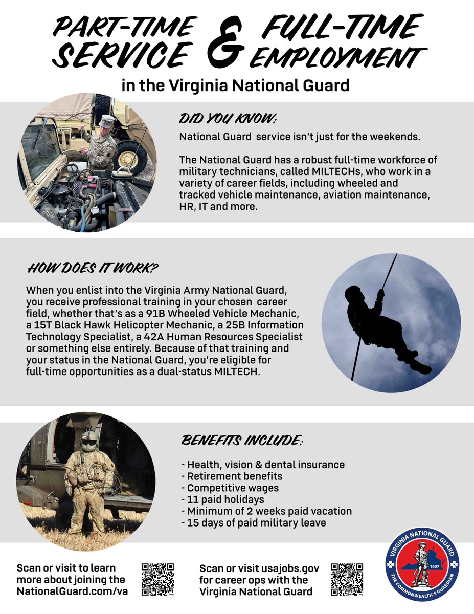 National Guard service can lead to full-time job opportunities. Check out our job listings here: ngpa.us/28938