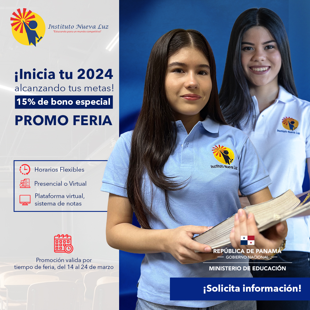 RetenChiriqui's tweet image. ¿Quieres superarte y alcanzar tus metas? 🎓 Del 14 al 24 de marzo, visítanos en feria de David en el Edificio Chiriquí, Local número 13. tendrás una promoción especial por estos días. ¡No te lo pierdas!
 @laboral_nuevaluz_chiriqui

#yosoynuevaluz #institutospanama #meducapanama