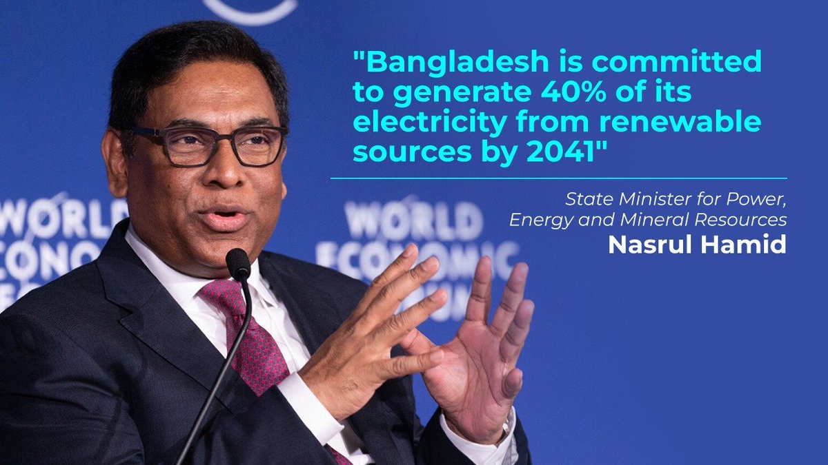 SM for @MoPEMR, @NasrulHamid_MP said that #Bangladesh will generate 40% of its electricity from renewable sources by 2041. He was speaking at a Ministerial-level Multi-Stakeholder Roundtable in the Berlin Energy Transition Dialogue 2024.
👉link.albd.org/w3yes
#BETD24