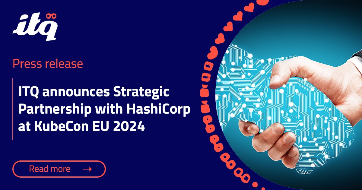 We have a wonderful announcement to make at #KubeCon + #CloudNativeCon 2024! We are very happy to officially announce our Strategic Partnership with @HashiCorp! Read the press release here: itq.eu/itq-announces-… #hashicorp #partnership #hybridcloud #multicloud