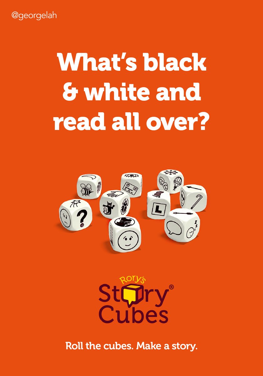 georgelah's tweet photo. @OneMinuteBriefs - Brief of the Day: Create posters to advertise ANYTHING using a joke as the headline. 😂#InternationalDayOfHappiness
#Storycubes https://t.co/birClTrqaA