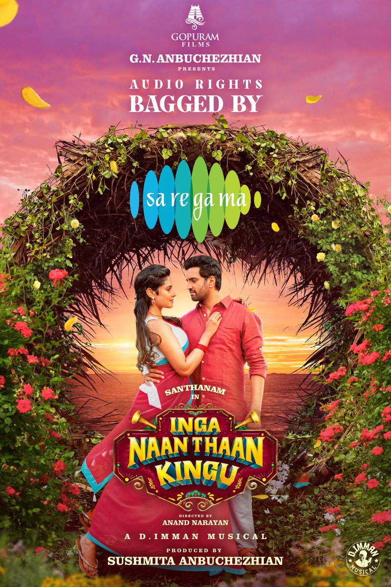 .@iamsanthanam 's next #IngaNaanThaanKingu Music Rights acquired by @saregamasouth #IngaNaanThaanKinguOnSaregama A @immancomposer Musical 🎹 #GNAnbuchezhian @Sushmitaanbu @gopuramfilms @priyalaya_ubd @dirnanand @Gopuram_Cinemas @onlynikil