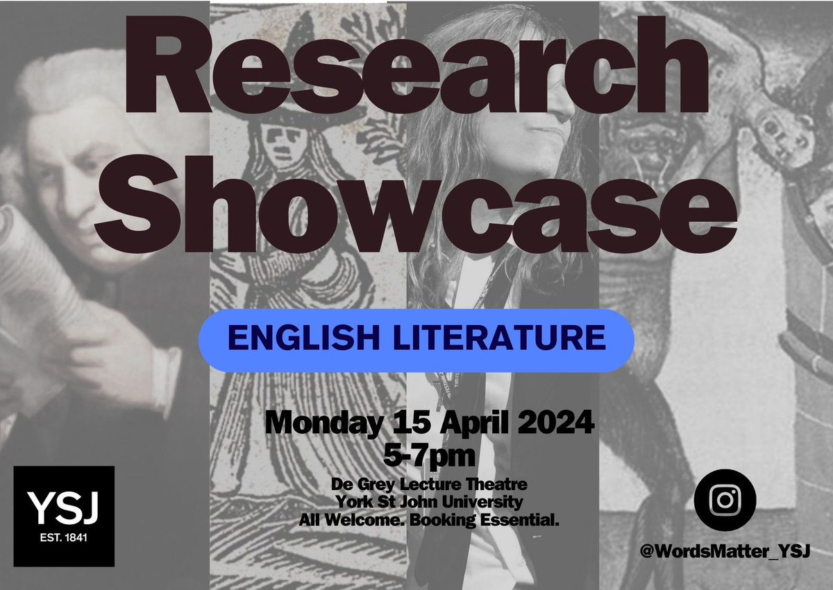 Join us for the <a href="/YorkStJohn/">York St John University</a> English Literature Research Showcase on 15 April 2024.

Our Academics &amp; Postgraduate Researcher Students will deliver flash-papers on their latest work. 

All Welcome. Book Essential. Includes Wine Reception. 📚 🍷📚

Book here: eventbrite.co.uk/e/english-lite…