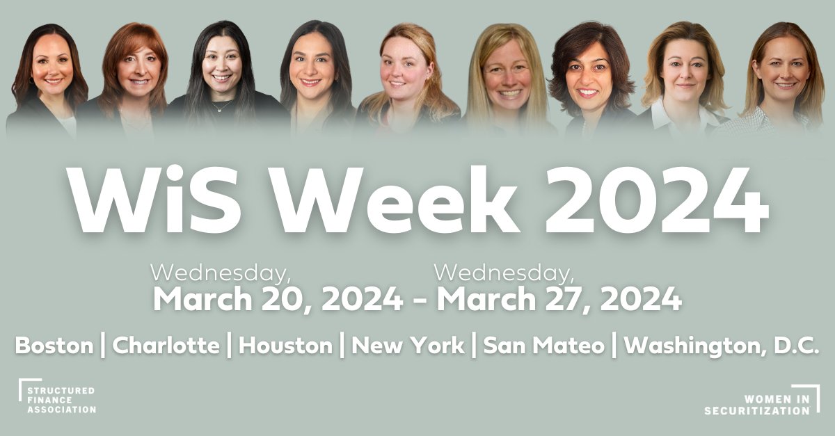 SFAssociation's tweet image. Over the next week, we're spotlighting the incredible achievements of Women in Securitization! Don't miss out on WiS Week 2024 events in a city near you. Join us for insightful discussions, networking, and celebration! Secure your spot now: bit.ly/3IrKCbm #WiSWeek