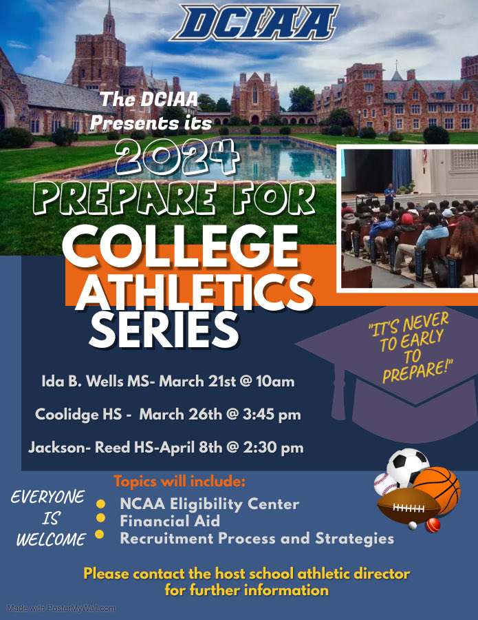 DCIAA Prepare for College Athletics Series - Upcoming dates and locations.