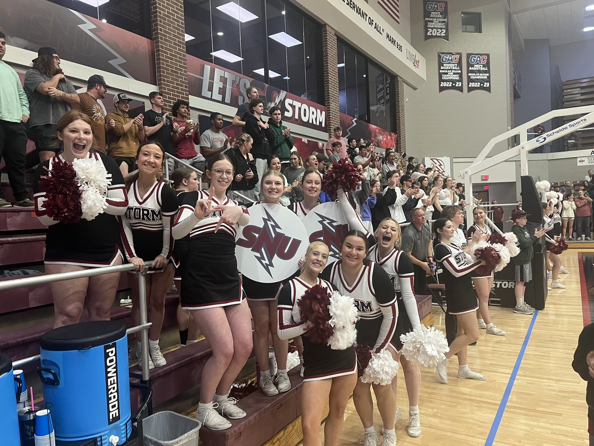 @SNUCheer was at every home SNU Basketball game this season unless they were away competing for SNU Stunt the Sport! Many delayed Spring Break plans as our @SNUwbb just kept winning! Thank you to this TEAM of student-athletes for their dedication! #BoltsUp⚡️ #Wooooooooooooooooo