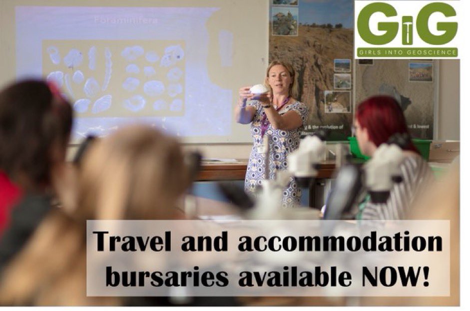 We aim for everyone to be able to attend Girls into Geoscience. Thanks to @PlymUni we are able to offer bursaries for girls to cover travel and accomodation costs. If you would like to learn more or apply please look here docs.google.com/forms/d/e/1FAI… or contact us for more information