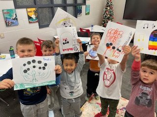 First GT meeting for these kindergarteners!  We read "Ten Little Dots" and created our own picture.  Apparently ghosts are a popular topic in kindergarten!  🥰