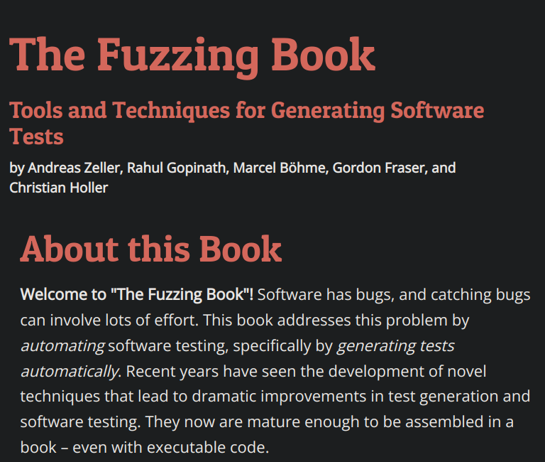 rappie_eth's tweet image. When I first started to learn about fuzzing, I did a deep dive into the basic principles behind fuzzers.

The @FuzzingBook proved to be a great resource for this. It contains hands-on examples and covers a broad range of topics relevant to fuzzing Smart Contracts.