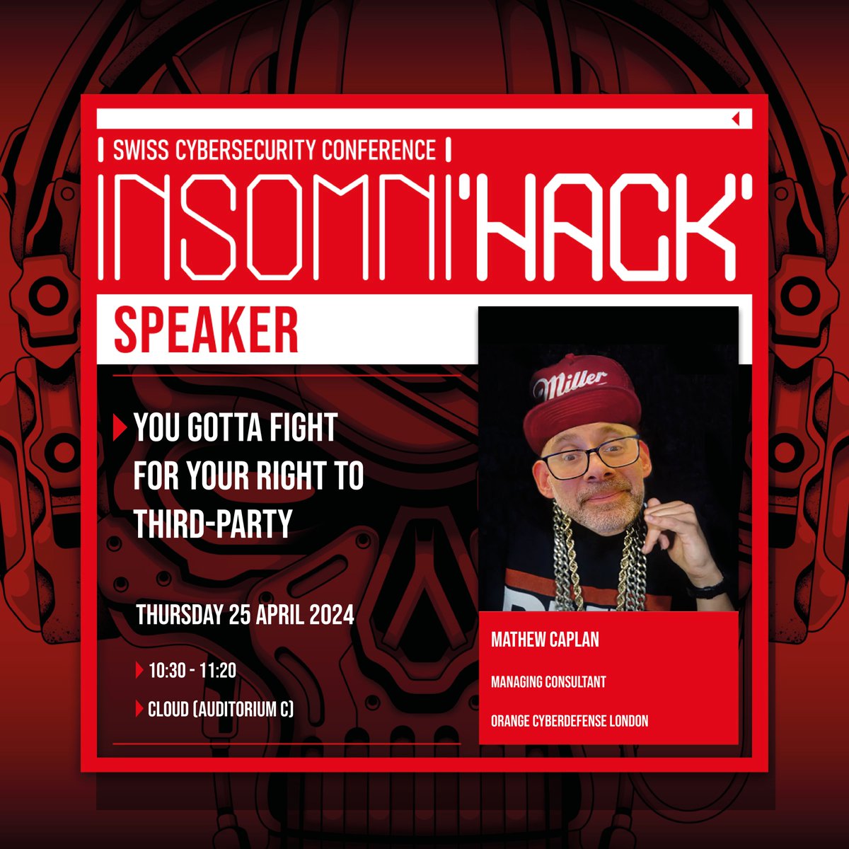 🚨📢 Insomni'hack 2024  

🛡️[SPEAKER] You Gotta Fight For Your Right To Third-Party by Mathew Caplan  

👉 Don’t miss the opportunity to attend this conference at Insomni’hack 2024! Details and registration: ow.ly/QG8450QWnoj 

#INSO24 #Insomnihack #cybersecurity
