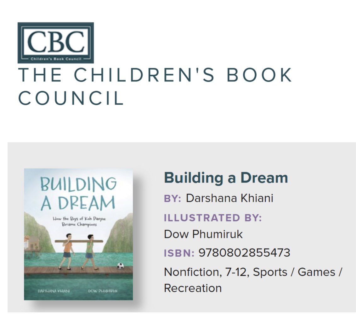 Congratulations @DowPhumiruk &amp; <a href="/darshanakhiani/">📚🧁🍫Darshana Khiani🥻🇺🇸⚽️</a> BUILDING A DREAM How the Boys of Koh Panyee Became Champions <a href="/ebyrbooks/">Eerdmans Books For Young Readers</a> #STEM <a href="/CBCBook/">Children's Book Council</a> ⭐️⭐️⭐️⭐️⭐️