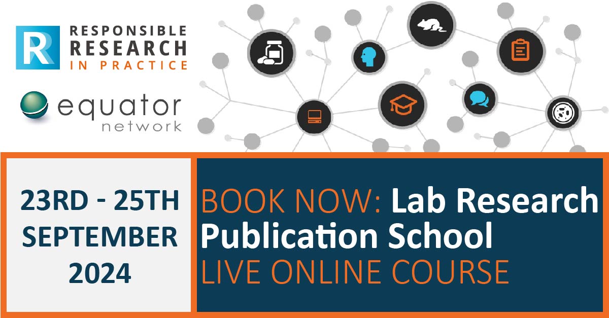 Registration now open for our Lab Research Publication School! This week's course is a sell out so act fast to join us 23-25 Sept whilst places last. For more information visit responsibleresearchinpractice.co.uk/lab-animal-pub… @EQUATORNetwork #scientificwriting #researchtraining