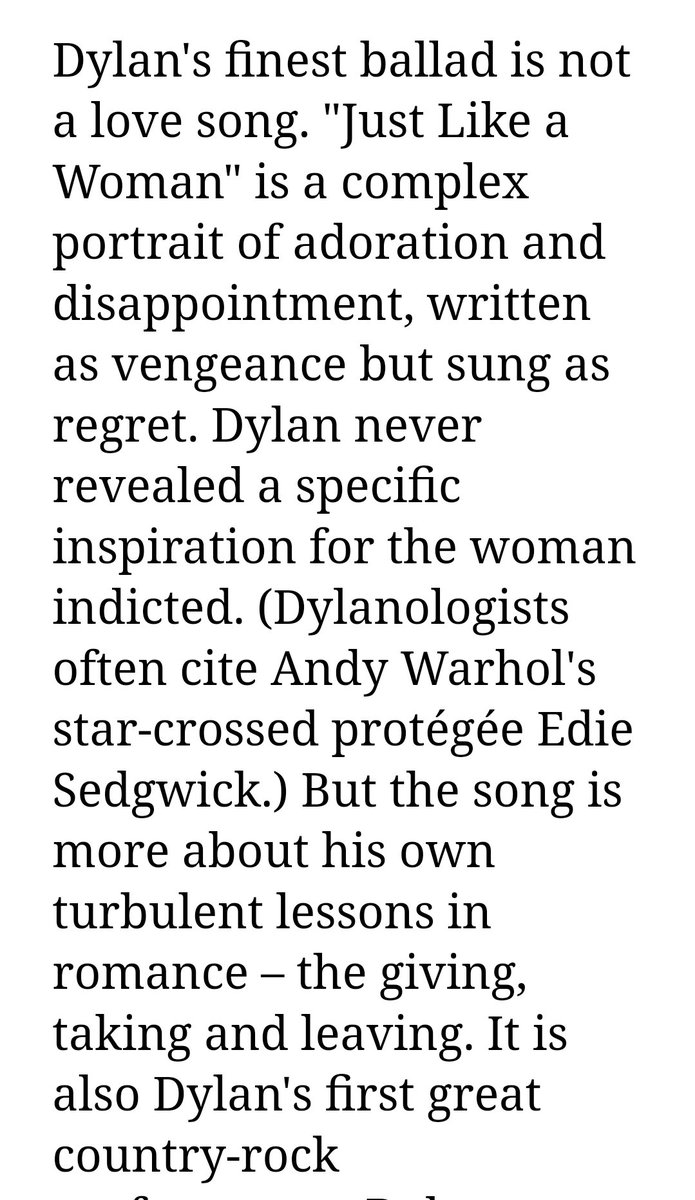 towards_balance's tweet photo. #Dylan songs are often beyond my full understanding, albeit they sound so good.
#JustLikeaWoman sounds amazing.
And someone has analysed it better than I can..
https://t.co/G1CQExVw1a https://t.co/AtBZiVdeG4