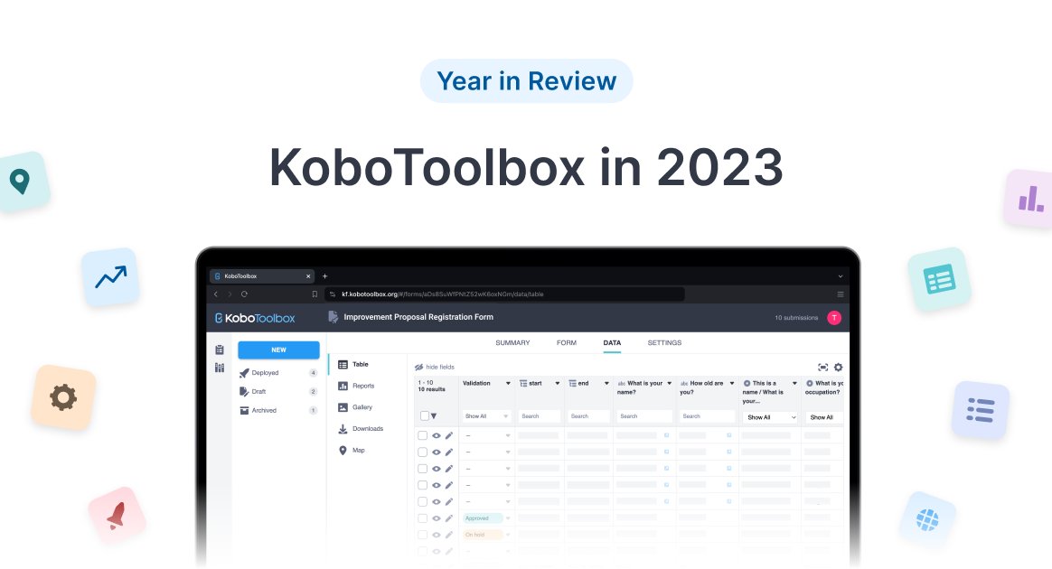 Looking back at 2023, we’d like to share our major milestones & celebrate our global community! We review highlights from the year, showcase the remarkable work being done by our users & spotlight new projects. Thanks for another great year! kobotoolbox.org/blog/kobotoolb…