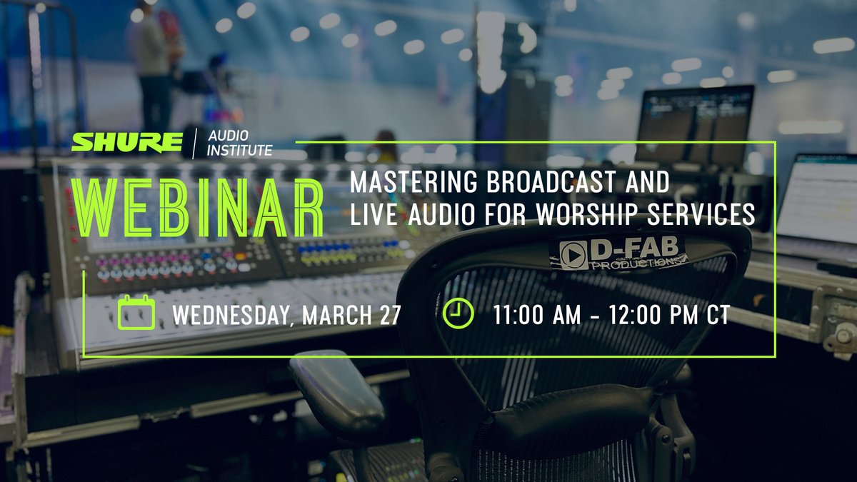 🎤 Join David Fabian, founder of D-Fab Productions, and learn how he mastered broadcast audio for worship performances—and how you can too.

Register for the webinar here: shu.re/3TCJOXy

#LiveSound #AudioEngineer #ProAudio