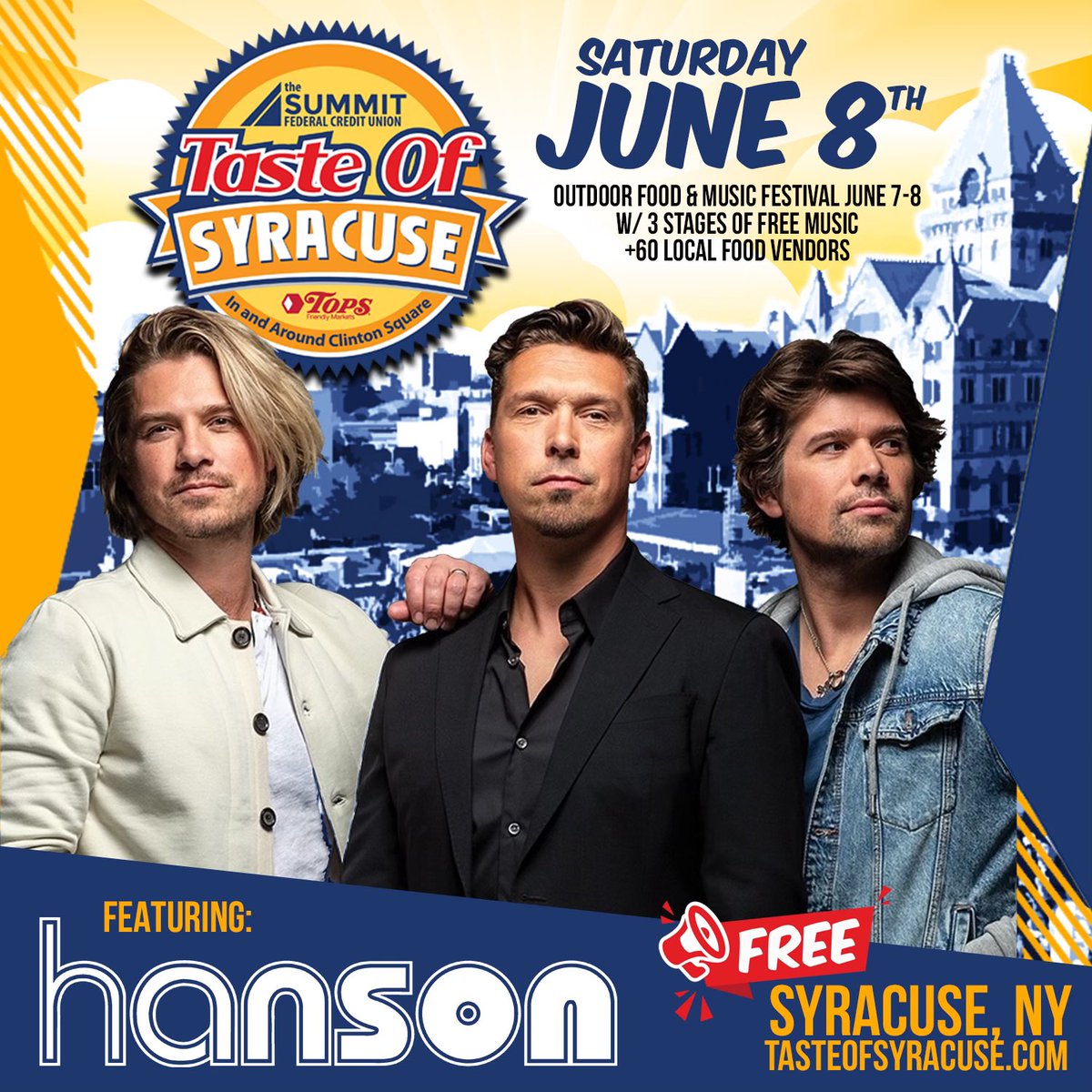 Join us at the @tasteofsyracuse festival on June 8th! Check TasteofSyracuse.com for more details.