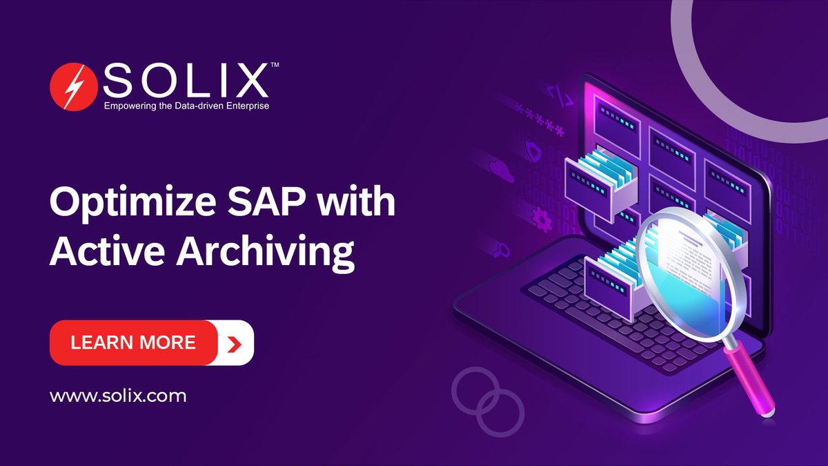 solixbigdata's tweet photo. Boost your application performance and manage data growth effectively with SOLIXCloud! Implement a compliant SAP ILM strategy by archiving inactive data to the cloud. 👉 https://t.co/BxbgAcki84
#sapmigration #SOLIXCloud #dataoptimization #sap #saparchiving https://t.co/fBBUBzDhvn