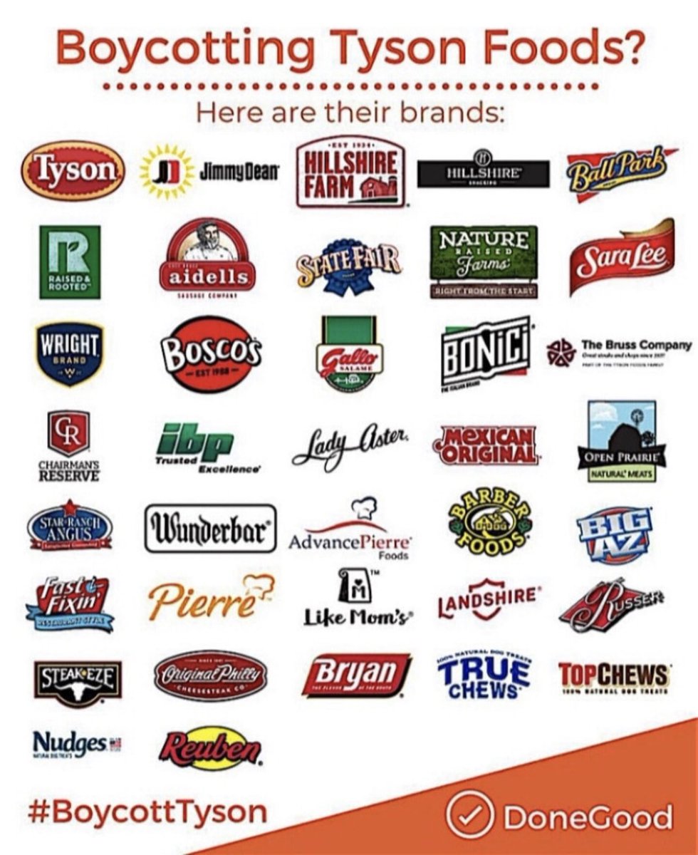 TheEXECUTlONER_'s tweet image. Boycott Tyson Foods Patriots and all their brands below👇

Pass it along to everyone you know. 🙌

 Who is boycotting them? 🙋‍♂️