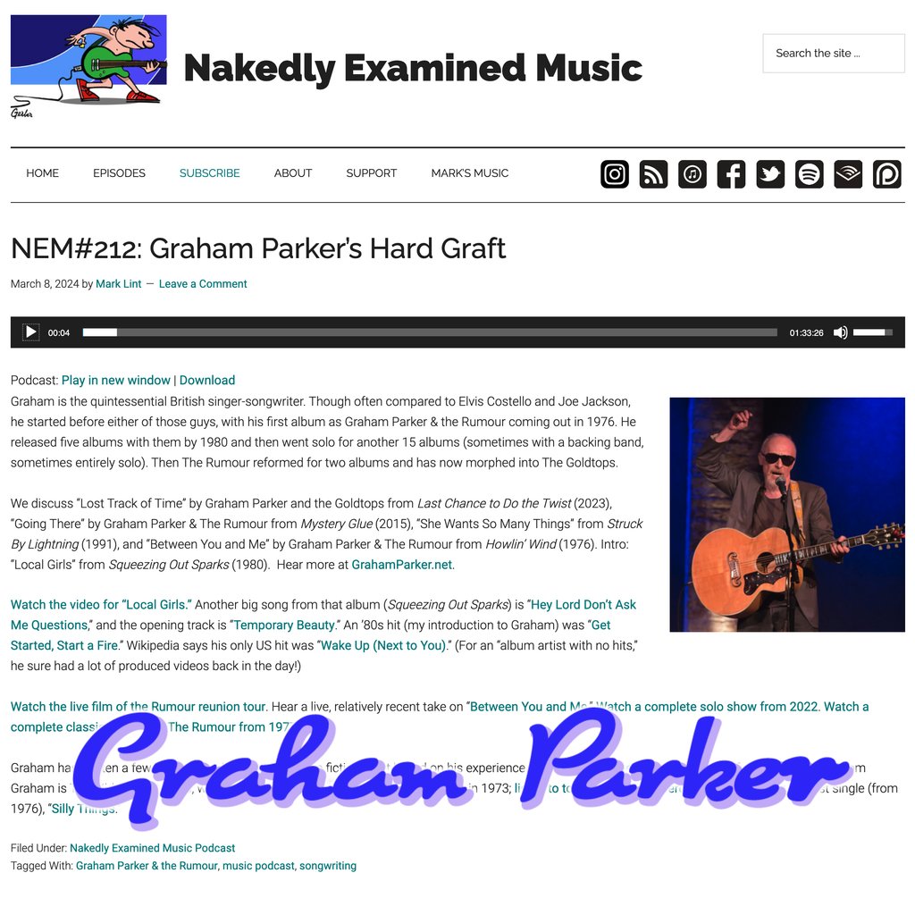 The Nakedly Examined Music Podcast presents an interview with Graham Parker, about the new album 'Last Chance To Learn The Twist' (out now: orcd.co/grahamparker-l…) and much much more. Hear it at:
nakedlyexaminedmusic.com/nem212-graham-…
#NakedlyExaminedMusic #GrahamParker #UKRock
